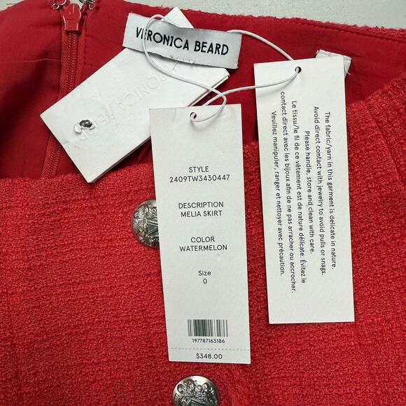 VERONICA BEARD Melia Tweed Orange Mini Skirt - Picture 4 of 8